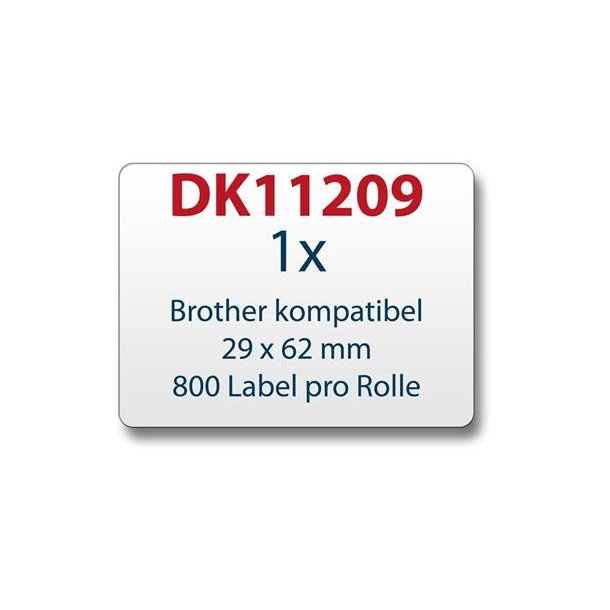 Brother DK11209 adresseetiketter 29 x 62mm 800 etiketter kompatible