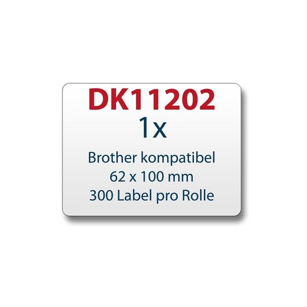 Brother DK11202 shipping etiketter 62 x 100mm 300 etiketter kompatible